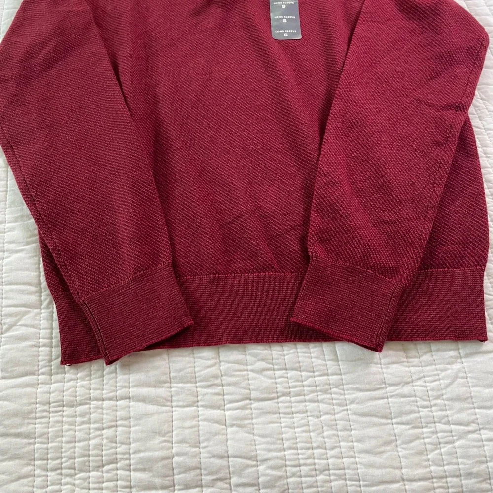 St Johns Bay Mens Quarter Zip Sweater Biking Red Small Super Soft Textured Knit